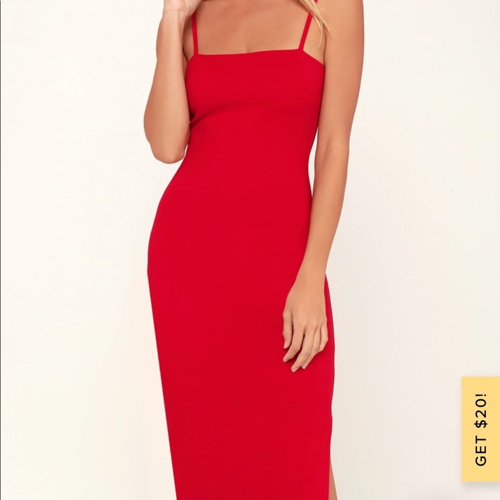 Lulus Paulina Red Bodycon Midi Dress